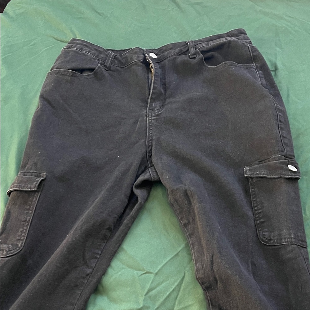Black Flare & Wide Leg Cargo Jeans